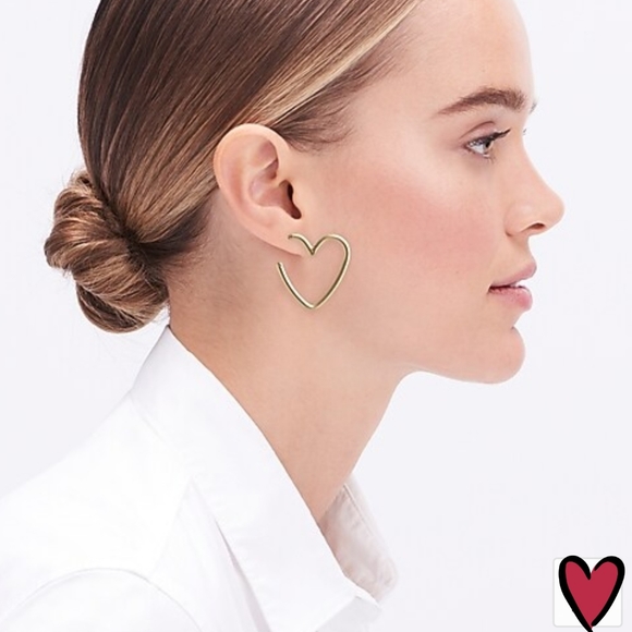 J. Crew Jewelry - J. Crew Antique Gold Heart Hoop Earrings